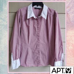 Apt.9 Mauve Pink Classic Pinstripe Business Casual Workwear Button-down Blouse